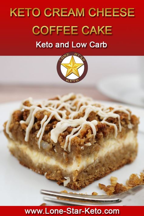 Keto Cream Cheese Coffee Cake ⋆ Lone Star Keto Cheese Coffee Cake, Keto Cream Cheese, Cream Cheese Coffee Cake, Desayuno Keto, Authentic Mexican Recipes, Postre Keto, Keto Cream, Fat Bomb, Fat Bomb Recipe