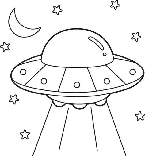 Ufo Coloring Page for Kids Alien Drawings, Airplane Birthday Party, Class Decoration, Simple Cartoon, Free Coloring Pages, Colouring Pages, Free Kids, Drawing For Kids, Free Coloring