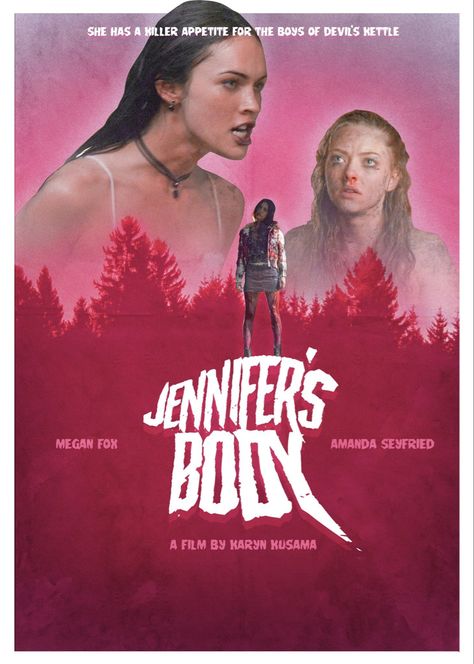 Jennifer’s Body Poster Jennifers Body Movie, Megan Fox Body, Female Directors, Jennifer's Body, Movie Poster Wall, Movie Covers, Pink Posters, 31 Days, About Time Movie