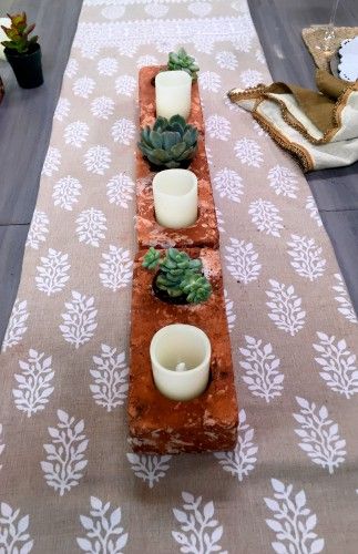 #diy #mothersday gift ideas Brick Centerpiece Ideas, Old Bricks Ideas, Reuse Old Bricks, Brick Candle Holder, Brick Projects, Diy Mother's Day, Mothersday Gift, Tin Can Crafts, Diy Mothers Day Gifts