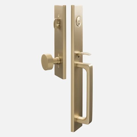 Lausanne Entrance Handleset with Cylinder Knob - Satin Brass Door Fixtures, Venice House, Exterior Door Hardware, Entrance Handle, Front Door Hardware, Interior Door Knobs, House Makeovers, Budget Interior Design, Front Door Handles