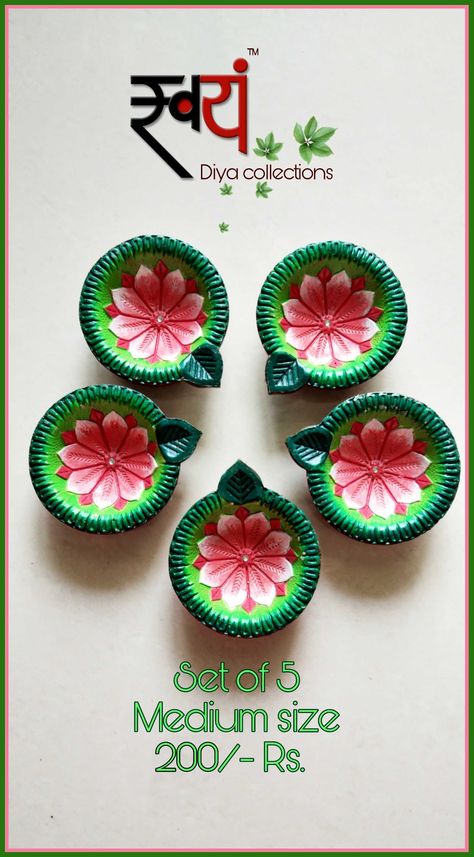 Flower Diya Decoration, Diwali Panti Decoration Idea, Diya Panting, Diya Making Competition, Diya Designs Painting, Diyas Painting, Diya Paintings For Diwali, Rangoli With Diyas, Diya Decoration Ideas Creative