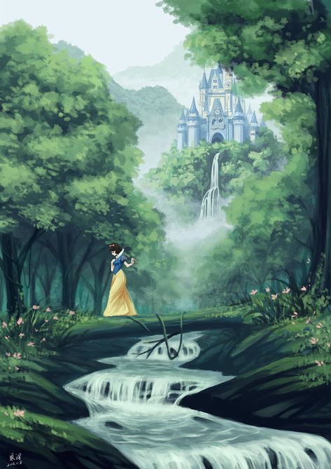 Snow White Castle, Snow White Movie, Disney Paintings, Snow White Disney, Sette Nani, Disney Background, Princesa Disney, Disney Favorites, Old Disney