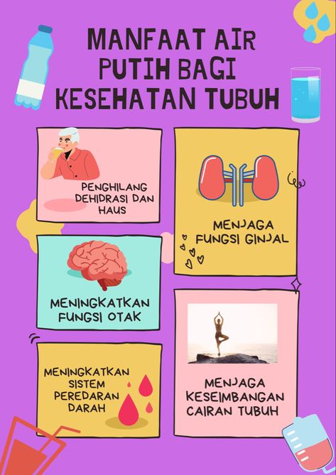 Social Awareness Posters, Tips Kesehatan, Minum Air, Awareness Poster, Infographic Poster, School Rules, Social Awareness, Good Habits, Health Info