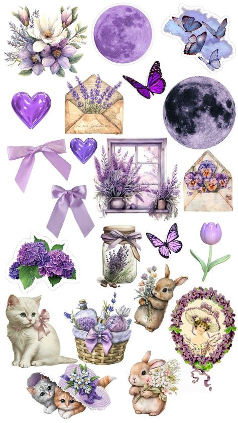 you can use! I Pad Lock Screen, Vintage Stickers Printables Retro, Vintage Design For Scrapbook, Purple Scrapbook Paper, Purple Scrapbook, Editing Stickers, Vintage Aesthetic Stickers Printables, Vintage Aesthetic Stickers, Purple Stickers