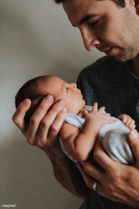 Young father holding his baby | premium image by rawpixel.com / McKinsey Man Holding Baby, Writing Inspiration Pictures, About Father, Father Images, Father And Baby, Baby F, Baby Poses, Baby Drawing, Newborn Baby Boy