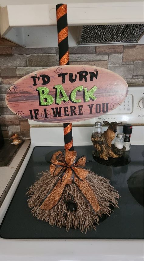 💲Dollar Tree Fanatics Crafts & Decor💲 | So I took the plunge and did my witches broom | Facebook Witches Broom Holder, Diy Dollar Tree Witches Broom, Dollar Tree Broom Handle Diy, Diy Broomstick Witch Broom, Witches Broom Diy, Handmade Broom Diy, Diy Mini Broom, Dollar Tree Plunger Witch Broom, Witch Broom