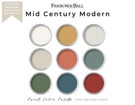 Farrow & Ball Mid Century Modern Paint Palette Interior - Etsy UK Traditional Paint Colors, Home Paint Color Palette, Valspar Paint Colors, Home Paint Color, Valspar Paint, Behr Paint Colors, Home Paint, House Color Palettes, Traditional Paint