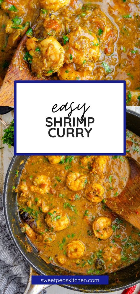 This coconut shrimp curry is easy to make and incredibly flavourful. With some basic Indian spices this recipe is sure to impress anyone eating it. Ready in just 30 minutes, this quick and authentic curry is perfect over steamed rice, or with your favorite Indian flatbread. Shrimp Curry Recipe Easy, Indian Shrimp Recipes, Indian Shrimp, Shrimp Curry Recipe, Coconut Shrimp Curry, Frozen Shrimp Recipes, Shrimp Marinade, Seafood Dinner Recipes, Shrimp Curry