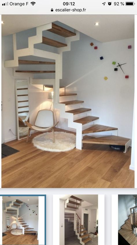 Stairs In Small Living Room, House Staircase Design, Tiny House Staircase, Design Staircase, Spiral Stairs Design, Tiny House Stairs, House Staircase, Interior Staircase, Escalier Design