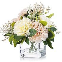 Dahlia Flower Arrangements, Fake Flower Arrangements, Silk Arrangements, Clear Glass Vase, Home Wedding Decorations, Silk Plants, Flower Packaging, Clear Glass Vases, Dahlia Flower