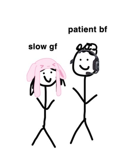 bi gf and gamer bf stick figures Gamer Boyfriend Drawing, Cute Couple Stick Figures, Calm Bf Crazy Gf Drawing, Stick Figure Relationship, Chill Bf Crazy Gf Drawing, Sleepy Gf And Gamer Bf, Cursed Stick Figures, Bf Gf Dynamics Cute, Bf And Gf Template