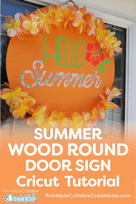 This step by step video tutorial by Design Team Member Kris from @sewnotes shows how to make this bright & fun Summer Wood Round Door Sign using my Hello Summer SVG Cut file design! #svgcutfiles #diywoodround #woodroundsign #diyhomedecor #svgfiles #summersvg #cricutsvgfiles Round Door Sign, Paint Sponge, Summer Svg, Round Door, File Design, Scrapbook Sketches, Cricut Tutorials, Wood Rounds, Transfer Tape