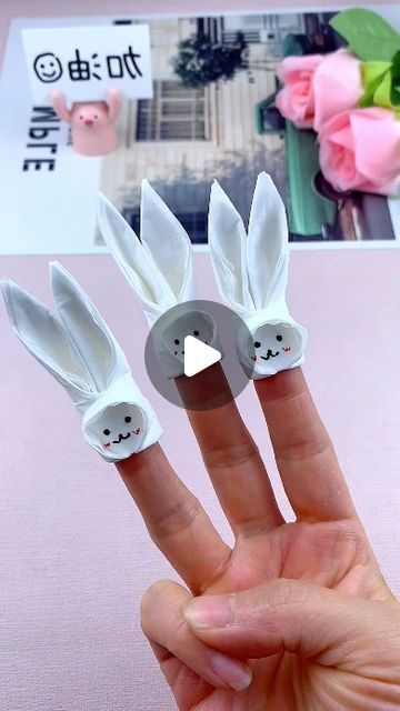 Bunny Hand Craft, Paper Rabbit, Hand Rabbit Craft, Rabbit Crafts For Kids, Rabbit Arts And Crafts, Rabbit Craft, Build A Rabbit Craft, How To Make Paper Rabbit, Easy Rabbit Crafts For Kids