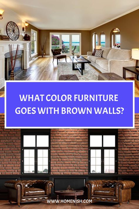 What Color Furniture Goes with Brown Walls? Brown Wall Dining Room, Sage Green Furniture, Color In Interior Design, Red Accent Chair, Dark Brown Walls, Tan Walls, Color Furniture, Yellow Furniture, Red Furniture