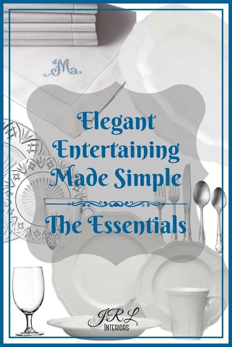 Essential Ingredients for Easy Elegant Entertaining #entertainingathome #dinnerparty  #cocktailparty #buffetdinner #dessertparty #afternoontea #cookingathome #gracioushostess #flatware #tablelinens #dishware #servingpieces #partyideas #partytips Elegant Entertaining, Paper Cocktail Napkins, Glass Dinnerware, Champagne Flute Set, Wine Set, Entertaining Essentials, White Table Cloth, Beautiful Table Settings, Dinner Plate Sets