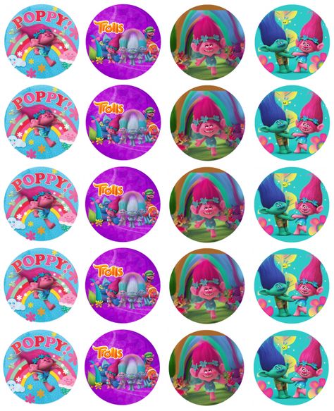 . Trolls Template Printable, Trolls Printables Free, Troll Party Decorations Diy, Trolls Characters Printables, Box Trolls, Trolls Party, Troll Cupcakes, Troll Party Theme, Poppy Coloring Page