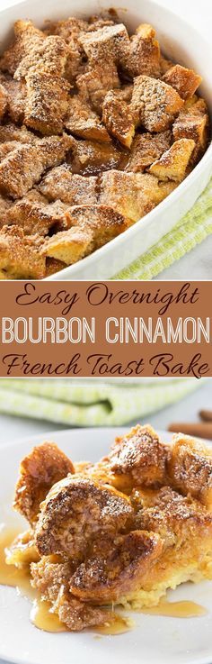 Bourbon Cinnamon French Toast Bake | This french toast bake stands out from the rest with warm cinnamon and sweet bourbon! An easy make ahead breakfast!! Bourbon French Toast, Make Ahead French Toast, Easy Make Ahead Breakfast, Cinnamon French Toast Bake, Sweet Bourbon, Brunch Casserole, French Toast Breakfast, Cinnamon French Toast, Breakfast Party