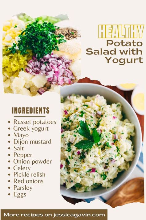 We all love potato salad, but do you ever get that touch of guilt? I’ve added an ingredient that not only adds the luscious texture you crave but additional protein with each spoonful. This is probably one of the easiest potato salads you’ll make. Ready to boil? Potato Salad With Yogurt, Healthy Potato Salad, Healthy Potato, Potato Salad Healthy, Creamy Potato Salad, Extra Protein, Red Onion Relish, Onion Relish, Creamy Potato