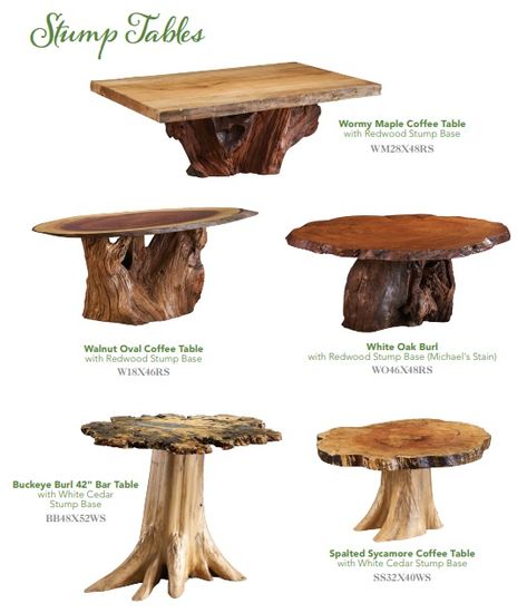 Cabin Living Room Furniture, Stump Table Outdoor, Rustic Cabin Living Room, Tree Stump Furniture, Log End Tables, Creative Bedside Table, Wood Log Crafts, Tree Stump Table, Log Table