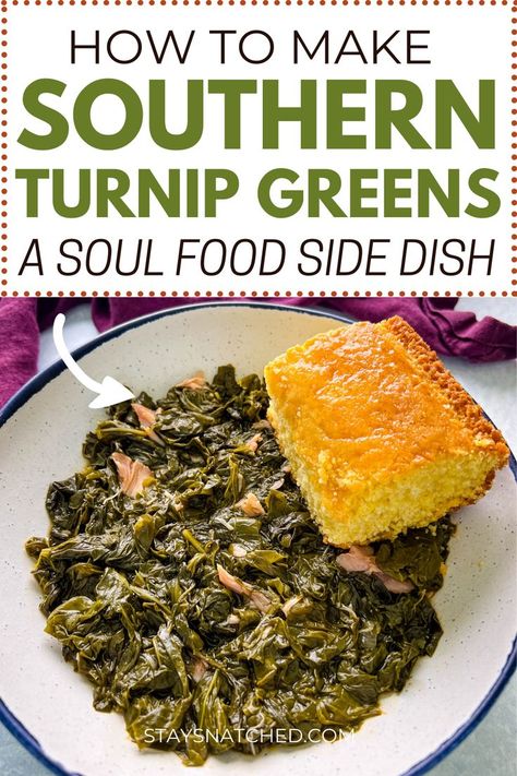 This image shows a recipe for southern style turnip greens. Pot Likker Soup Recipe, Pot Likker Soup, Best Turnip Greens Recipe, Pot Licker, Pot Likker, Southern Greens Recipe, Southern Turnip Greens, Turnip Greens Recipe, Pot Liquor