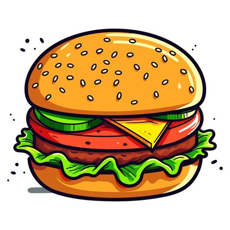 Hamburger Drawing, Burger Png, Burger Drawing, Burger Vector, Burger Cartoon, Burger Logo, Premium Vector Cartoon, Burgers Sandwiches, Vector Cartoon