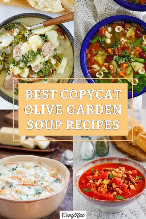 Olive Garden Soup Recipes (Copycat) - CopyKat Recipes Soup Recipes Copycat, Garden Soup Recipes, Olive Garden Soup Recipes, Copycat Olive Garden Soup, Olive Garden Soup, Olive Garden Soups, Garden Soup, Olive Garden Chicken Gnocchi, Chicken Gnocchi Soup Recipe