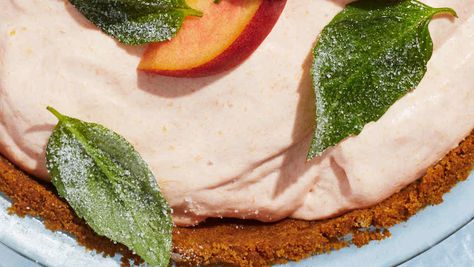 sugared basil leaves Peach Chiffon Pie, Chiffon Pie, Classic Italian Pasta, Entertaining Dinner, Basil Recipes, Italian Pasta Recipes, Basil Leaves, Summer Dessert, Italian Pasta