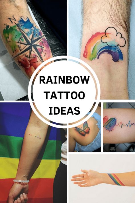 Rainbow Tattoo Ideas | Round The World Magazine Rainbow Tattoos Pride, Rainbow Tattoo Ideas, Gay Pride Tattoos, Lgbt Tattoo, Rainbow Tattoo, Gay Tattoo, Pride Tattoo, Rainbow Tattoos, Vegan Tattoo