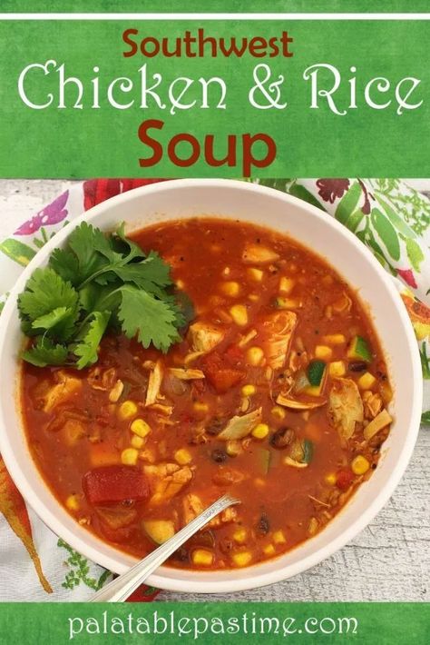 Southwest Chicken and Rice Soup #ImprovCooking – Southwest Chicken And Rice, Southwest Soup, Beef Brisket Chili, Chicken Soup Recipes Homemade, Southwestern Chicken, Rice Soup Recipes, Brisket Chili, Chicken Rice Soup, Beans Curry