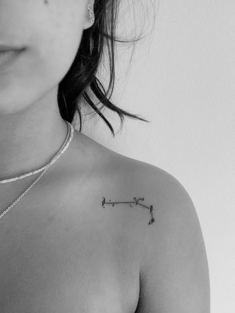 Aries star sign constealltion tattoo. Fine line tattoo idea. Aries Star Sign Tattoo, Most Painful Tattoo Areas, Aries Tattoo For Women, Most Painful Tattoo, Aries Constellation Tattoo, Aries Star Sign, Aries Constellation, Aries Tattoo, Warrior Tattoos