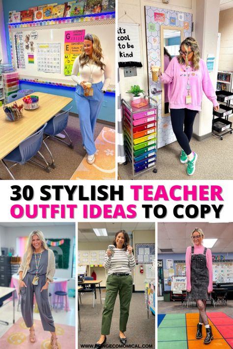 Teacher School Outfits, Cute And Comfy Teacher Outfits, First Day Of School Outfit For Teachers, Casual Teacher Outfit Ideas, Back To School Night Outfit Teacher, Teacher Outfits On A Budget, Back To School Outfits For Teachers, Teacher Rainy Day Outfit, Meet The Teacher Outfit Ideas