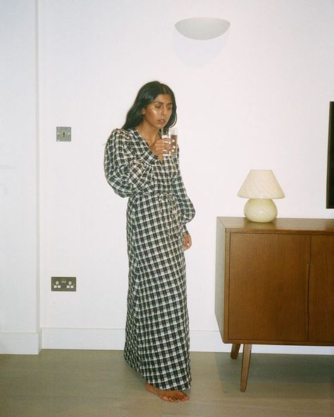 Best Dresses from Rixo, Ganni and Ghost: Monikh Dale wears a checked maxi dress from Ganni. Whowhatwear Uk, Monikh Dale, Ghost Dresses, Dark Floral Dress, Ganni Dress, Seal Of Approval, Self Portrait Dress, Winter Dress Outfits, Best Dresses