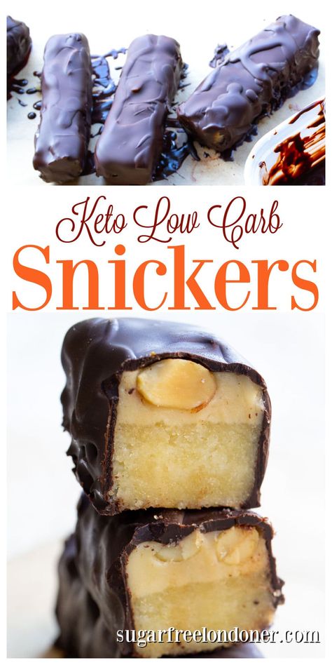 These keto snickers bars are a delicious low carb alternative to the sugary regular Snickers. It's just 4.5g net carbs and 15 minutes prep time! Keto Plate, Sugar Free Protein Bars, Keto Snickers, Low Carb Candy, Keto Bars, Keto Candy, Low Carb Flour, Sugar Free Candy, Snickers Bar