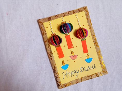 Beautiful handmade greeting card💳 Diwali Greeting Cards Design Handmade, Diwali Card Making Competition Design, Diwali Card Ideas Handmade, Diwali Greeting Cards Handmade For Kids, Happy Diwali Greetings Card Designs, Unique Diwali Greetings, Diwali Cards Design, Diwali Cards Handmade Creative, Diwali Project For School