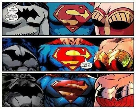 DC Trinity Evolution Superman And Wonder Woman, Batman Superman Wonder Woman, Comic Panel, Sarah Hyland, Arte Dc Comics, Superman Wonder Woman, Batman Superman, Black Canary, Batman Joker