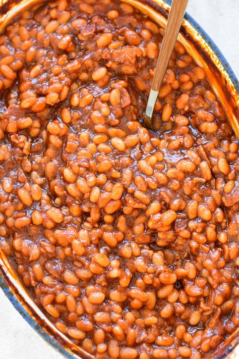 Baked Beans from Scratch Baked Beans From Scratch, Southern Baked Beans, Beans From Scratch, Cookie Salad, Peanut Butter Sheet Cake, Baked Bean Recipes, Great Northern Beans, Canned Beans, Dried Beans