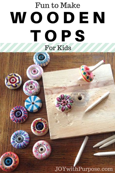 Fun Kids Craft, but also a great craft for adults as well.  Easy inexpensive toys to make and have fun coloring. #adultcoloring #handmadetoys #easydiy #freetutorial #woodentop #operationchristmaschild #woodenspinningtops #handmadegift Colonial Day Activities, Colonial Crafts For Kids, Pioneer Activities For Kids, Pioneer Day Crafts, Lost Skills, Pioneer Day Activities, Colonial Crafts, Pioneer Activities, Pioneer Crafts