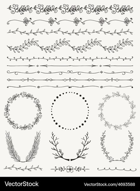 Jewelry Findings Guide, Hand Drawn Borders, Free Tattoo Fonts, Book Rebinding, Drawing Plants, Butterfly Journal, Hand Drawn Border, Doodle Frame, Doodle Frames