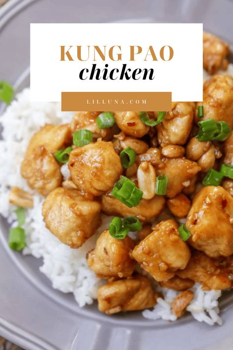 Homemade kung pao chicken is a tasty dinner recipe with a kick! This dish is covered in an amazing sauce and perfectly served over rice. #kungpaochicken #kungpao #chicken #asianchickenrecipe #asian Kung Pao Chicken Recipe, Asian Chicken Recipes, Asian Dinner Recipes, Asian Dinners, Garlic Noodles, Tasty Dinner, Sesame Chicken, Leftovers Recipes, Teriyaki Chicken