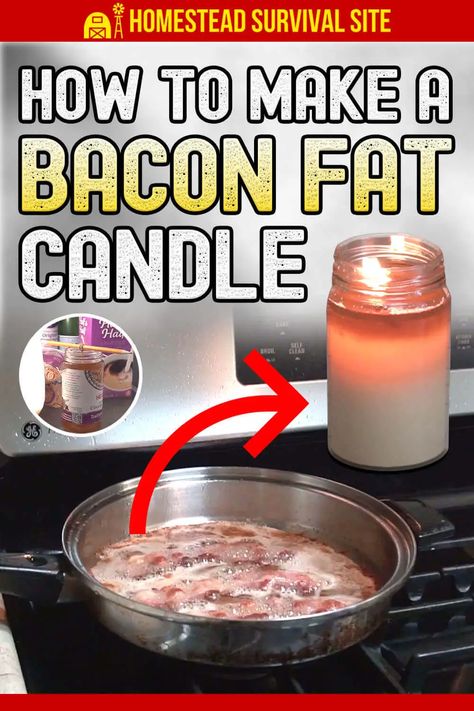 If you love to make bacon but are dumping all the grease down the drain, you should save it up and make a bacon fat candle instead. Bacon Grease Uses, Pioneer Food, Tallow Recipe, Survival Prepping Diy, Homestead Lifestyle, Survival Preparedness, Make Bacon, Survival Ideas, Primitive Survival