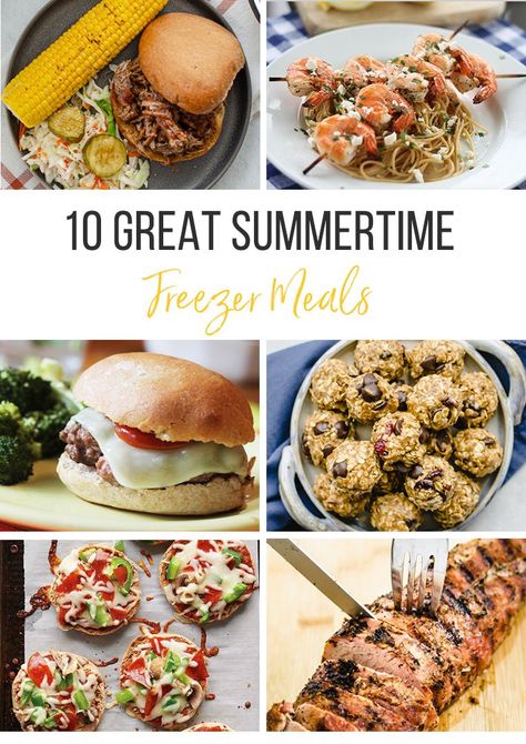 10 home run freezer meal ideas for the summer. This roundup of freezer meals will help you spend less time in the kitchen and more time at the pool! #freezermeals #makeaheadmeals #freezercooking #freezerfriendly Best Meals To Freeze, Meals To Freeze, Freezer Meal Ideas, Meals That Freeze Well, Pregnancy Freezer Meals, Gluten Free Freezer Meals, Freezer Meal Recipes, Batch Meals, Vegetarian Freezer Meals