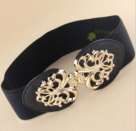 USD8 Elegant Fashion Women belt  Vintage gold leaves belt # LiVe4U Accessory Manufacturer Western Party, Beautiful Belts, Diamond Jewelry Designs, Wide Waist, Fashion Belts, Faux Leather Fabric, Wide Belt, Tory Burch Miller Sandal, Womens Fashion Trends