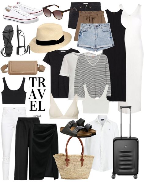 Holiday Capsule Wardrobe, Spring Summer Capsule Wardrobe, Vacation Outfits Women, Capsule Wardrobe Outfits, Fashion Capsule Wardrobe, Travel Capsule, Pieces Of Clothing, Europe Outfits, Effortlessly Chic Outfits