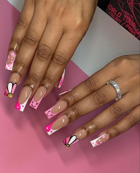 Short Nails Acrylic Design, Short Pink Nails Designs, Pink Nail Sets, Nail Polish Blue, Colourful Acrylic Nails, Thermal Nail Polish, Thermal Nails, Cute Pink Nails, Gel Toe Nails