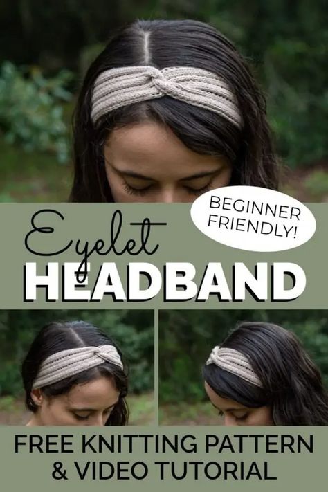 How to Knit a Twisted Headband for Beginners - Eyelet Headband - FREE Summer Knitting Pattern - Yay For Yarn Knitting Headbands For Beginners, Free Knit Headband Pattern, Sock Yarn Knitting Patterns, Knitted Headband Free Pattern, Fingerless Gloves Knitted Pattern, Crochet Hairband, Summer Knitting Patterns, Gloves Knitted, Twisted Hair