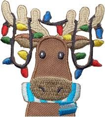 Amazon.com : Christmas Moose - Lights in Antlers - Face/Head - Embroidered Iron on Patch : Arts, Crafts & Sewing Moose Applique, Nativity Star, Christmas Bible, Christmas Moose, Embroidered Badges, Craft Projects For Kids, Pet Holiday, Iron On Applique, Appliqué Patch