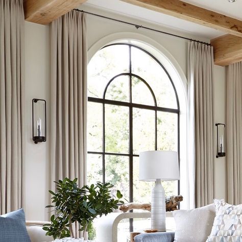 Arched Window Coverings, Curtains For Arched Windows, Arched Window Treatments, Arch Windows, Classic Window, Hearth Room, Arched Doors, Architecture Awards, Living Room Windows