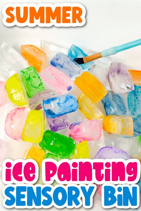 Painting With Ice Preschool, Painting Ice Cubes, Ice Cube Painting Preschool, Painting With Ice Cubes For Kids, Ice Painting For Toddlers, Ice Painting Preschool, Summer Themed Activities For Preschool, Paint Ice Cubes, Summer Process Art