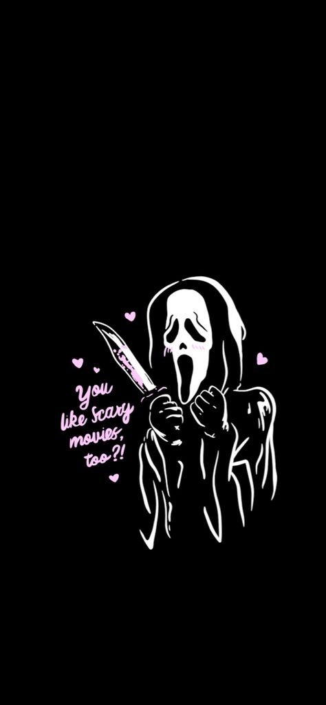 Horror Pfps Aesthetic, You Like Scary Movies Too Scream, Funny Horror Wallpaper, Do You Like Scary Movies Wallpaper, Horror Movie Background Wallpapers, Horror Movie Lover Aesthetic, Cute Ghostface Wallpaper, Scary Lockscreen, Horror Aesthetic Ideas